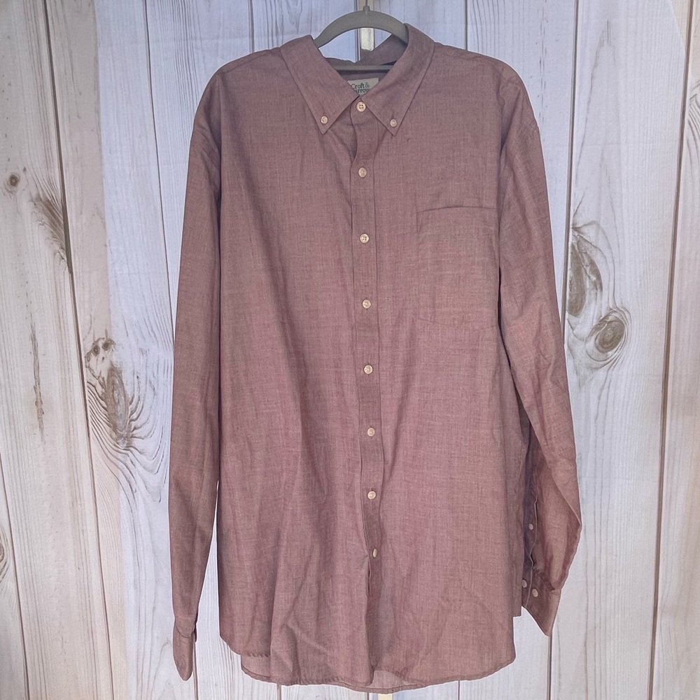 Men's Croft & Barrow Button Down Casual Long Sleeve Shirt Heathered Purple XXL